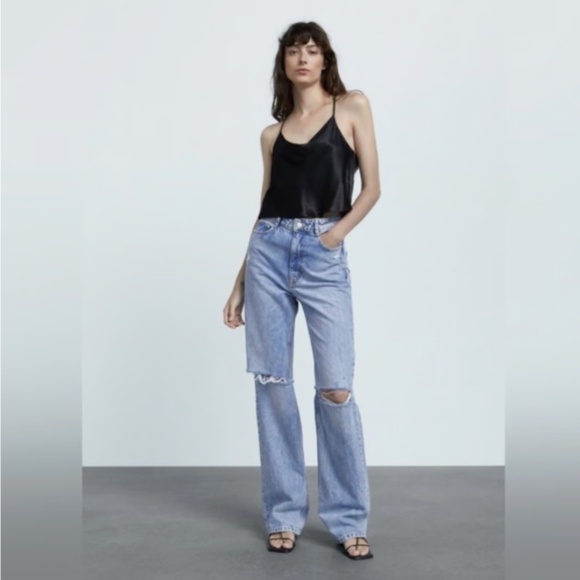 ZARA SATIN CAMISOLE WITH OPEN BACK - Women | Color: Black | Size: M - Picture 2 of 5